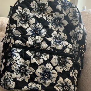 Kate Spade Blue/White/ Black floral quilted backpack